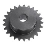 sourcing map 25 Tooth Roller Sprocket B Type, #25 Chain, Single Strand 1/4" Pitch, 10mm Bore Black Oxide C45 Carbon Steel with Set Screws for ISO 04C