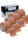 Lychee Kinesiology Tape 4 Rolls - Waterproof Breathable Elastic Muscle Support Athletic Tape for Sports, Exercise, Pain Relief and Physio Therapy, Latex Free, 2" x 16.4 feet Per Roll (Beige)