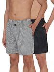 XYXX Men's Super Combed Cotton Checkmate Boxer Shorts Elasticated Waist, Drawstring | Loungewear for Men Pack of 2 (L; Jet Black + Orange & Blue Checks)