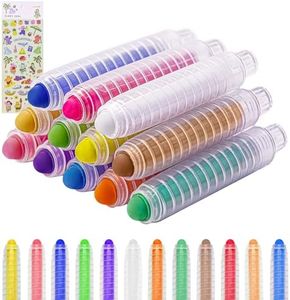 Sidewalk Chalk for Kids, Dustless Chalk Set with Holder, Non-toxic Railroad Chalk for Kids Teachers Students, Colored Toddlers Chalk for Outdoor Blackboard Office Classroom 12 Pcs