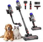 Teendow Cordless Vacuum Cleaner, 500W Stick Vac Specifically Handling Pet Hair Design, Up to 50 Minutes, Powerful Suction, Rechargeable, Lightweight for Carpet, Hard Floor, Black