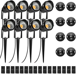 LightingWill 5W Landscape Lighting, Warm White 3000K-3500K, DC 12V LED Low Voltage Landscape Lights, IP65 Waterproof Pathway Lights for Outdoor Garden, Yard, Fence, House, Lawn, Tree, Flags (8 Pack)