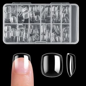 krofaue Kids Short Clear False Nails - 240Pcs Full Cover Press on Nails for Little Girls Children Fake Nails Fingernail Decoration 10 Sizes Clear Soft Gel Nail Tips for Kids