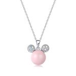 Ailin & Co. Lucky Mickey Mouse Mouse Pendant necklace for women, Made with Swarovski Crystal and Swarovski Pearl, Platinum plating jewellery chain 16“+2" (Pink)