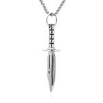 Xusamss Punk Rock Stainless Steel Knife Pendant Sword Necklace, Stainless Steel, No Gemstone