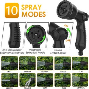 Expandable 100ft Garden Hose – 10-Function Spray Gun, Brass Fittings, Kink-Free, 3-Layer Latex