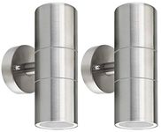 2 X Modern Stainless Steel Up Down Double Wall Spot Light IP65 Outdoor Use ZLC03P2