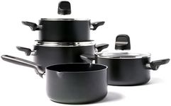 GreenPan Memphis Healthy Ceramic Non-Stick Cookware Pots and Pans Set, 7-Piece, Includes Saucepans, Casseroles, Lids, PFAS Free, Induction, Oven Safe, Black