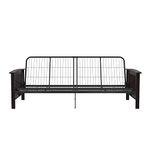 RealRooms Elbi Full Size Wood Arm and Black Metal Futon Frame, Mattress not Included, Espresso