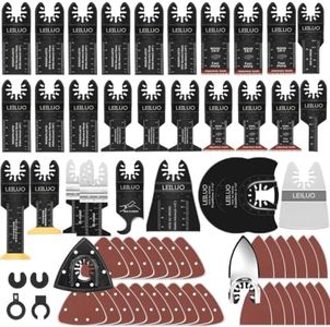 LEILUO 134 Pcs Multitool Blade Kits Oscillating Tool Cutting Sanding and Scraping Accessories with Storage Bag Oscillating Saw Blades Compatible with DeWalt Makita Dremel and More
