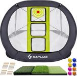 SAPLIZE Ultra-Stable Golf Chipping Net with Golf Mat, Golf Practice Balls and Golf tees, Pop Up X-Shaped Golfing Target Net for Backyard Accuracy and Swing Practice