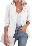 UNibelle Women's Blazer Elegant Sports Long Business Blazer 3/4 Sleeve Slim Fit Long Jacket Summer White M