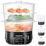 Cozeemax Electric Food Steamer for Cooking 3 Tier, 13.7QT Vegetable Steamer for Fast Simultaneous Cooking, Veggie Steamer, Food Steam Cooker, 60 Minute Timer, BPA Free Baskets, 800W (Black)