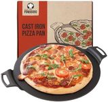 Chef Pomodoro Cast Iron Pizza Pan,15-Inch, Pre-Seasoned Dosa Pan with Handles, Flat Pan for Oven, Round Griddle for Dosa Tawa Roti, Comal for Tortillas, Baking Stove, Oven, Grill BBQ and Campfire