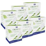 Organyc 100% Certified Organic Cotton Feminine Pads With Wings for Sensitive Skin, Sanitary Napkin, Heavy Flow, 60 Count(6 Pack)