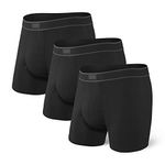 Saxx Men's Underwear - Ultra Super Soft Boxer Briefs with Fly and Built-in Pouch Support - Underwear for Men, Pack of 3, Black, Large