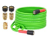 YAMATIC Super Flexible Pressure Washer Hose 30FT for Power Washer Replacement, Kink Resistant Extension with Leak-Free M22 Female & 3/8" Quick Connect Adapters, 1/4" 3200 PSI, Green