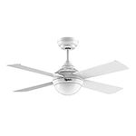 Ovlaim 48 Inch Modern Ceiling Fan with 4 White Blades & 3 Color LED Light Fixture & Remote Control Super Silent for Indoor Kitchen Bedroom Living Room - White