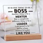 Boss Gifts - Desk Decor Gifts for Boss Mentor Team Leader, Funny Boss Gifts for Birthday, Best Boss Retirement Leaving Gift from Employee Coworkers, Thank You Boss Gifts Plaque with Wooden Stand