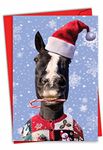 NobleWorks Humorous Christmas Greeting Card with 5 x 7 Inch with Envelope (1 Card) Holiday Horse C7670XSG