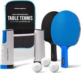 PRO-SPIN Portable Table Tennis Set | Premium All-in-One Kit with Retractable Table Tennis Net for Any Table, Bats, 3-Star Ping Pong Balls & Storage Case (2-Player Set, Ultra-Comfort Paddles)