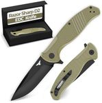 FOUNDING FORGERS D2 Pocket Knife For Men | Tactical EDC Knife With Case 3.75" Folding Pocket Knife D2 Knife Steel Flipper Knife Mens Work Pocket Knife Pocket Knives & Folding Knives EDC Knives For Men