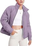 Flygo Oversized Puffer Jacket Womens Dolman Quilted Lightweight Jackets Zip Packable Winter Coats(Purple-M)