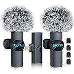 RICCHI Mini Microphone for iPhone iPad, Dual Lavalier Wireless Microphone Plug-Play Wireless Mini Mic for Video Recording, Interview, Podcast, YouTube, Facebook, TikTok