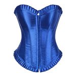 Grebrafan Plus Size Brocade Boned Corset with Boning (UK(12-14) XL,Blue)