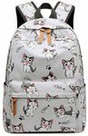 NISHI - Medium Kids Backpack Waterproof Backpack, Girls & Women Stylish Trendy College, School & College Bag (MULTI GREY CAT)