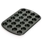 Prochef Teflon Non-Stick Premium Coated 24 Mini Cup Muffin Tray, Length 38cm x Width 26cm, Black