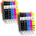 Supply Guy 10 ink cartridges XXL compatible with Canon PGI-580 CLI-581 for Pixma TR7500 TR7550 TR8550 TS6100 TS6150 TS6151 TS6250 TS6251 TS6350 TS6351 TS705 TS9540 TS9541c TS9550 TS9551c