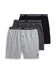 POLO RALPH LAUREN Mens Classic Fit with Wicking Knit Boxers 3 Pack, Andover Heather/Madison Heather/Black, Large