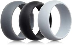 JewelryWe Mens Pack of 3 Silicon Rings Breathable Rubber Wedding Ring for Men (Size 6-12)