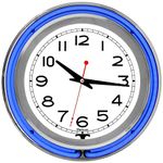 Trademark 99-1099BL 14-Inch Double Ring Blue Outer White Inner Neon Clock