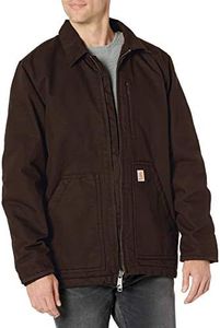 Carhartt Men's Loose Fit Washed Duck Sherpa-Lined Coat, Dark Brown, Large