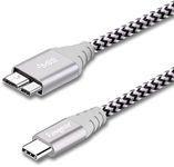 Fasgear USB C to Micro B 3.0 Cable 30cm, 1ft Nylon Braided USB C 3.1 Gen 1 External Hard Drive Cord Fast Charging and 5Gbps Data Transfer Compatible for Mac-Book Pro, to-Shiba Canvio Galaxy S5 (Gray)