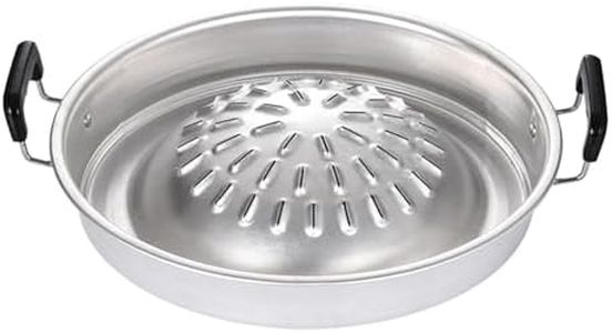 Fenteer Thai Korean BBQ Grill Pan, Barbecue Grill Topper Camping BBQ Pan for Shabu Vegetable Egg Meat Garlic Korean Cookware, 30cm