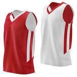 Liberty Imports Reversible Men's Mesh Athletic Basketball Jersey Single for Team Scrimmage (Jersey red/wht, Large)