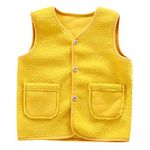 AMhomely UK Stock Autumn Winter Baby Boys Girls Fleece Warm Cardigan Vest Yellow, 6-12 Months