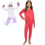 Thermal Underwear for Girls (Thermal Long Johns) Sleeve Shirt & Pants Set, Base Layer w/Leggings Bottoms Ski/Extreme Cold, Coral, Large