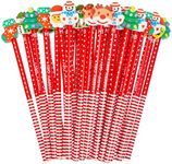 THE TWIDDLERS 50 Christmas Pencils with Eraser Toppers - Xmas Stocking Stuffers