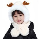 Krystle Boy's & Girl's Winter Warm Faux Fur Animal Balaclava Hat Full Cover Earflap Hood Cap_3-8 Years (Pack of 01,White)