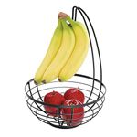 iDesign 51687 Austin Wire Bowl, Metal Fruit Basket with Banana Holder, Matte Black, Steel, 27.4 cm x 27.4 cm x 20.1 cm