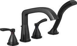 Delta T4776-BL Four Hole Roman Tub Trim Deck-Mount with Diverter, Matte Black