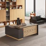 RED APPLE FURNITURE - L Shaped Desk,Office Table, Computer Table for Home, Gaming Table, Work from Home Office Desk, Writing Workstation Table with Drawers Brown Colour-Engineered Wood.