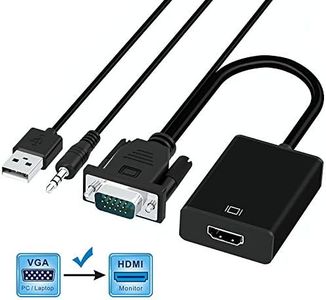 GANA VGA to HDMI Adapter 1080P HD Supported Analog Signal to Digital Signal Convertor Cable with 3.5mm Audio Cable and USB Power Cable for HDTV PC and Laptop …