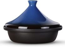 Culivora Moroccan Tagine for Cooking: Enameled Cast Iron Cooking Pot, Slow Cooker, Classic Kitchen Cookware, Tajine with Ceramic Cone-Shaped Closed Lid, 3.3 QT, Blue