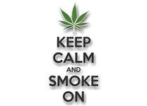 KEEP CALM and Smoke On 8" Vinyl Decal Marijuana 420 Pot Leaf Weed Grinder Bong Accessories Carry On Chive On Vinyl Sticker (Matte Black)