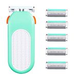 Razors for Women 6 Refills 3 Blades Shaver for Face Legs Bikini area, Comfort Glid, Green